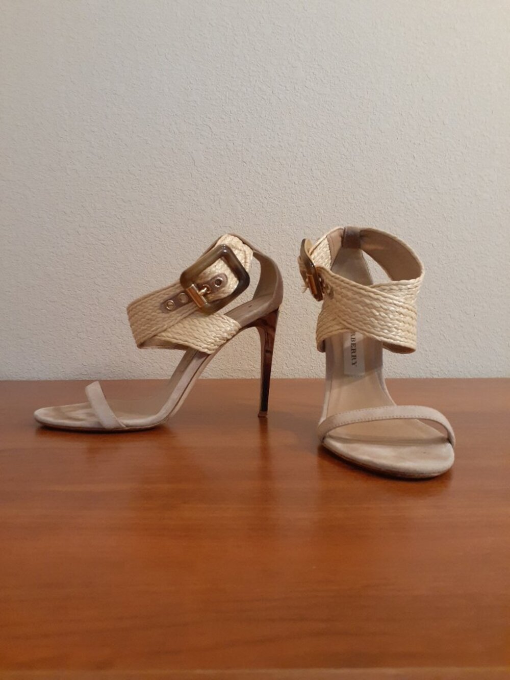 Burberry Woven Strap Tortoise Silietto Shoe